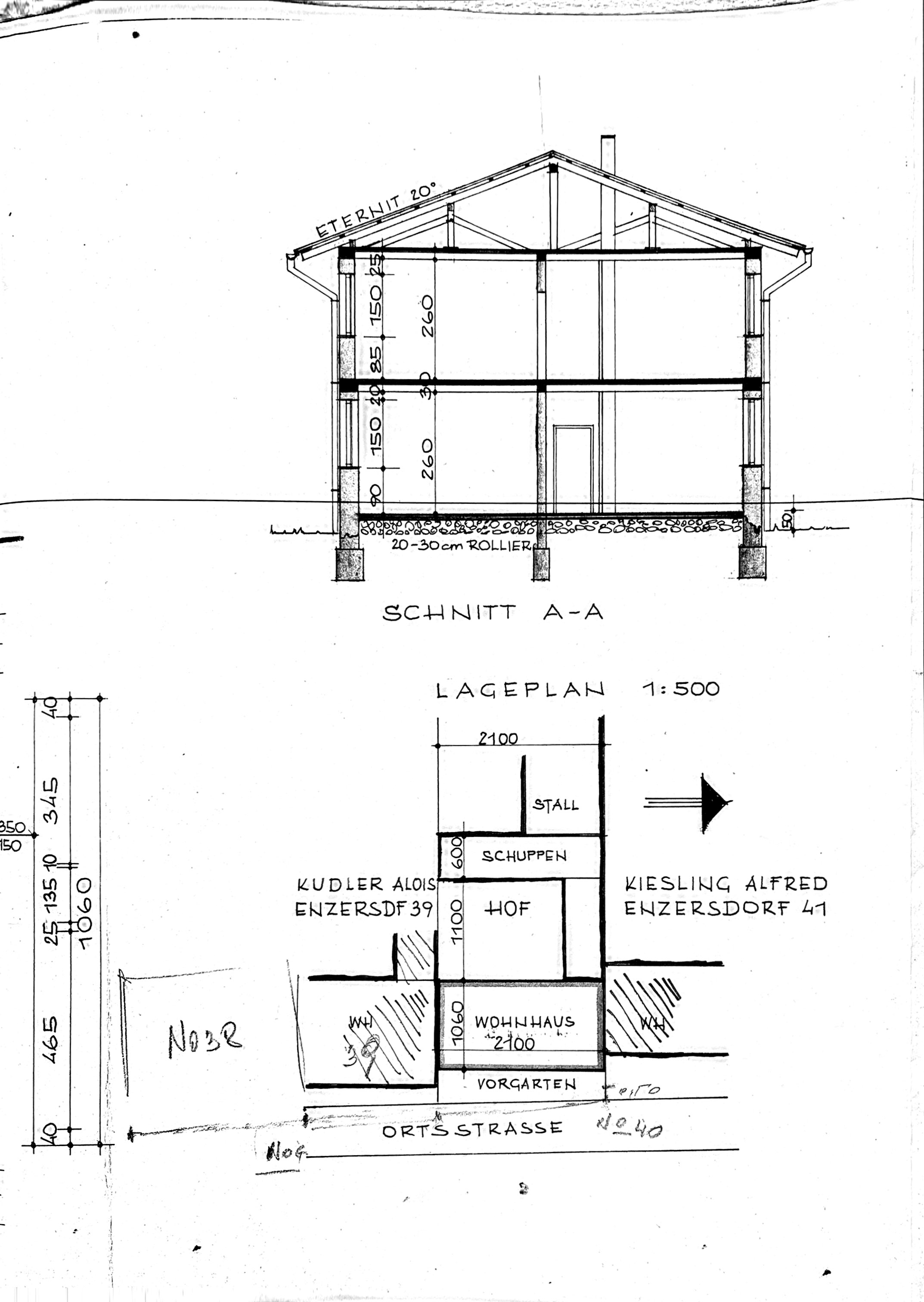 Schnitt und Lageplan